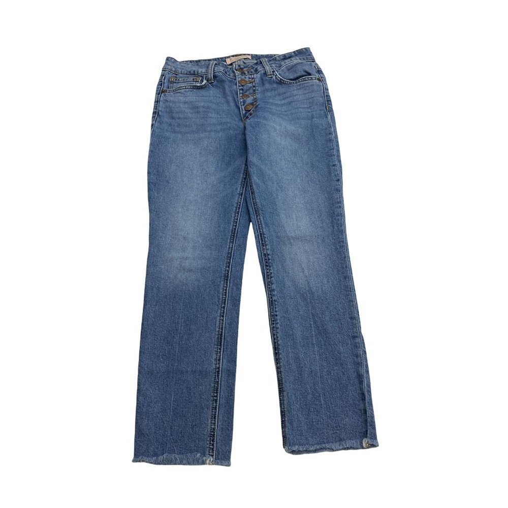 BCBGeneration Skinny Raw hem‎ Button Fly Women's size 25 Medium Blue Denim Jeans